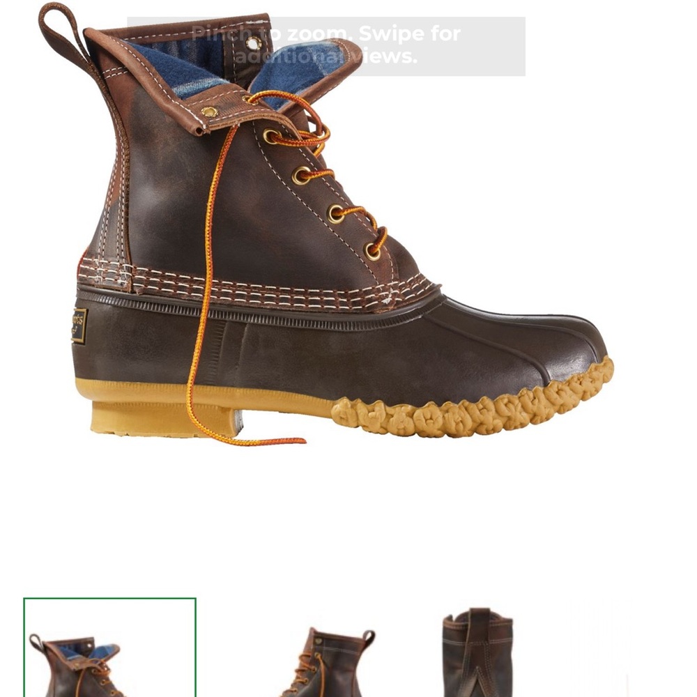 L.L. Bean Brown Lace Up Duck Boots Leather Ankle High